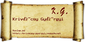 Krivácsy Györgyi névjegykártya